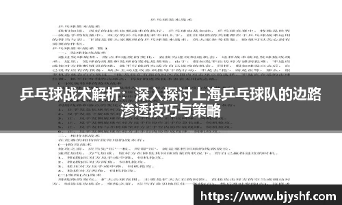乒乓球战术解析：深入探讨上海乒乓球队的边路渗透技巧与策略