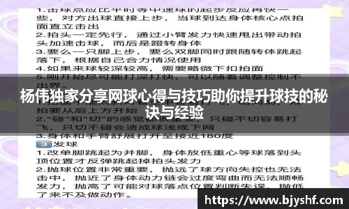 杨伟独家分享网球心得与技巧助你提升球技的秘诀与经验